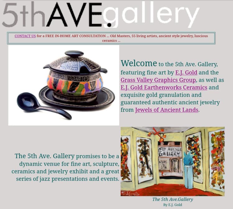 Screenshot of the original 5th Ave. Gallery website